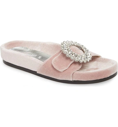 Jeffrey Campbell Upolu Embellished Slide Sandal In Blush Velvet/ Silver