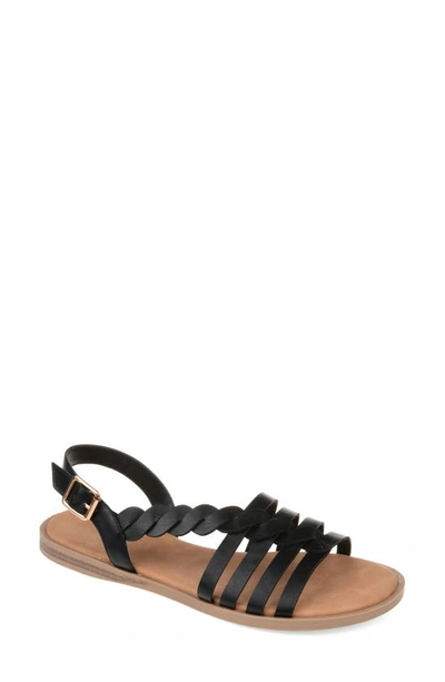 Journee Solay Braided Strappy Sandal In Black