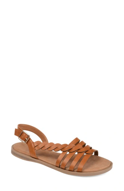 Journee Solay Braided Strappy Sandal In Tan