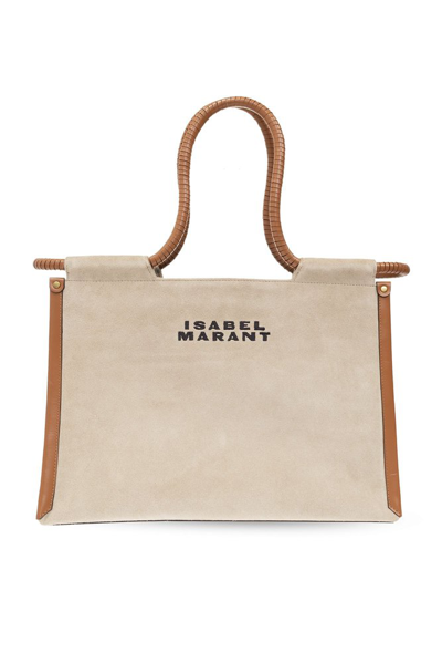 Isabel Marant Woman Melange Ivory Canvas Toledo Shopping Bag In Beige