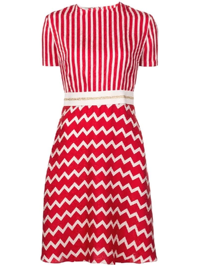 Stella Mccartney Red/white Striped Zigzag T-shirt Dress