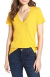 Madewell Whisper Cotton V-neck Pocket Tee In Celestial Gold