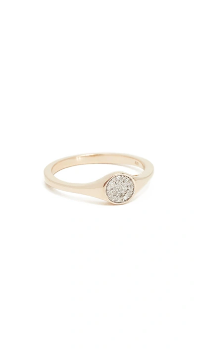 Adina Reyter 14k Small Solid Pave Diamond Signet Ring In Yellow Gold