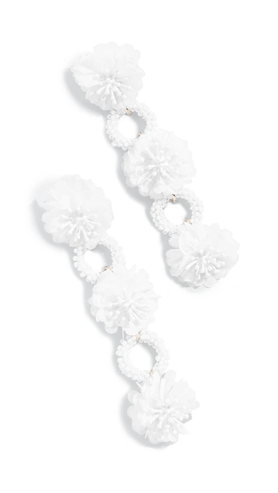 Baublebar Three Flower Drop Beaded Earrings In White/gold