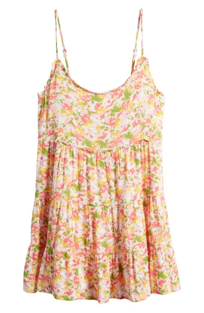 Bp. Floral Print Tiered Babydoll Sundress In Pink Reflection Floral