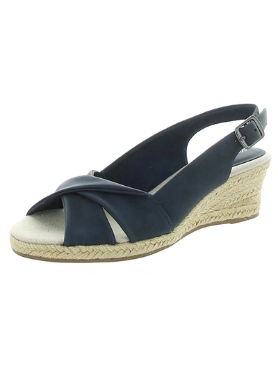Easy Street Maureen Womens Faux Leather Slingback Espadrille Heels In Black