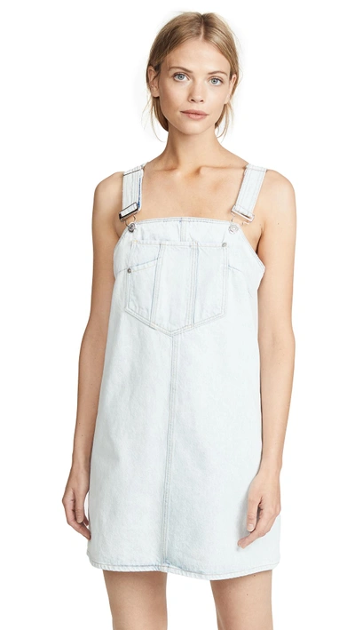 7 For All Mankind Dungaree Dress In Cloud Bleach Out