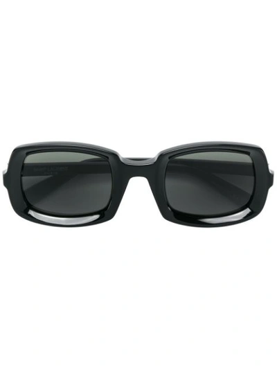 Saint Laurent Beveled Sunglasses In 001 Black Black Grey