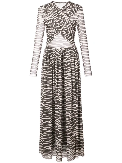 knee length dresses for ladies Ganni Sheer Mock Neck Ruffle Mockneck Maxi Dress – The Hangout main image 0