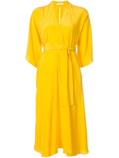 Tome Yellow Midi Dress In Yellow & Orange