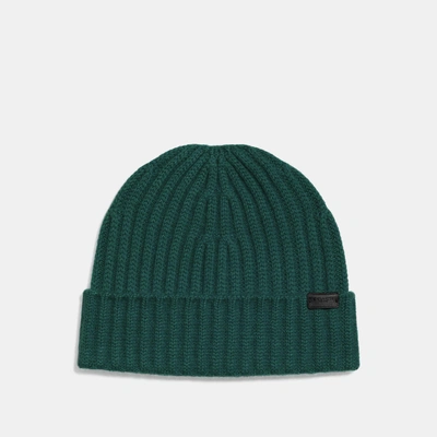 Coach Cashmere Beanie In Forest