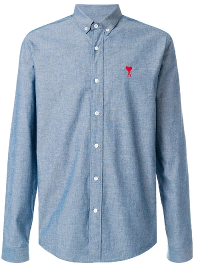 Ami Alexandre Mattiussi Shirt With "ami De Coeur" Embroidery In Azzurro