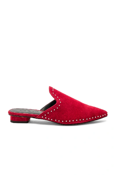 Rebecca Minkoff Chamille Stud Suede Mules In Scarlet