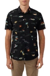 O'neill Oasis Modern Fit Tropical Print Short Sleeve Button-up Shirt In Black