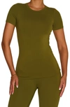 N By Naked Wardrobe Bare Short Sleeve Crew Top In Olive