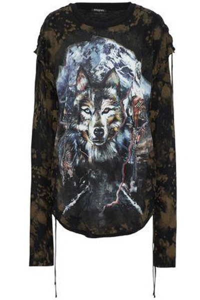 Balmain Printed Tie-dyed Modal And Wool-blend Jersey Top In Multicolor