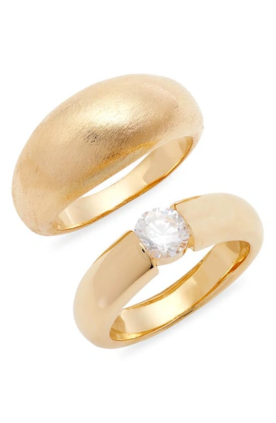 Nordstrom Demi Fine Assorted Set Of Two Rings In 14k Gold Plated