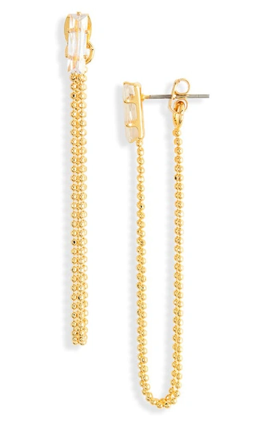 Nordstrom Cubic Zirconia Ball Chain Drop Earrings In 14k Gold Plated