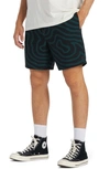 Billabong Surftrek Elastic Waist Shorts In Dark Forest