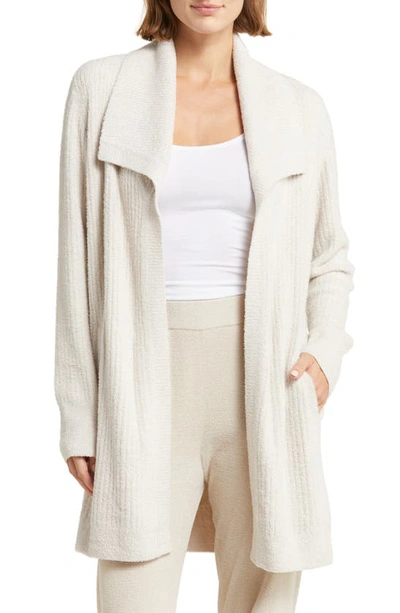 Barefoot Dreams Cozychic Lite Ribbed Drape Cardigan In Almond