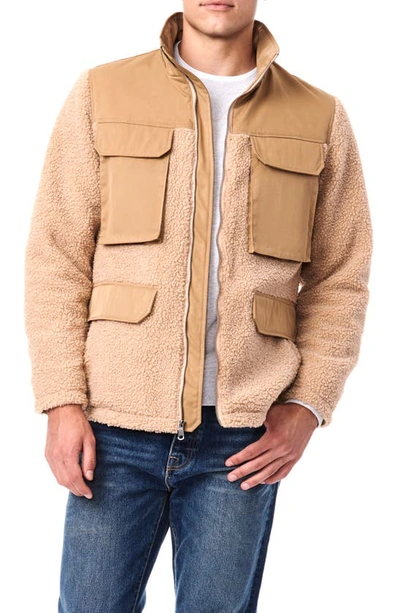 Bernardo High Pile Fleece Insulated Technical Jacket In Tan