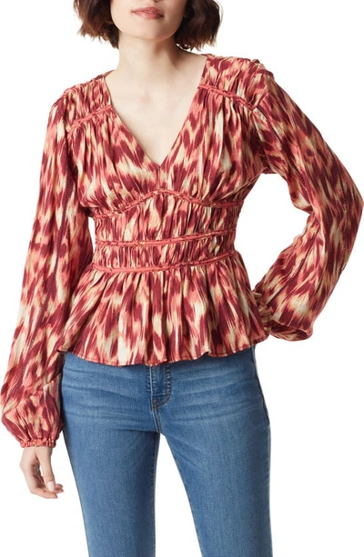 Sam Edelman Evie Ikat Print Peplum Blouse In Red