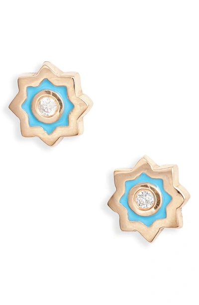 Anzie Icon Diamond Stud Earrings In Blue