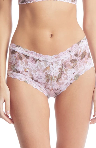 Hanky Panky Print Lace Boyshorts In Antique Lily