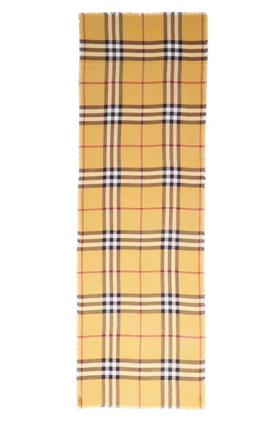 Burberry Giant Check Wool Silk Gauze Scarf In Archive Beige