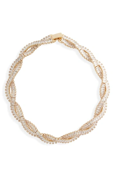 Nordstrom Baguette Cubic Zirconia Twisted Collar Necklace In Clear- Gold
