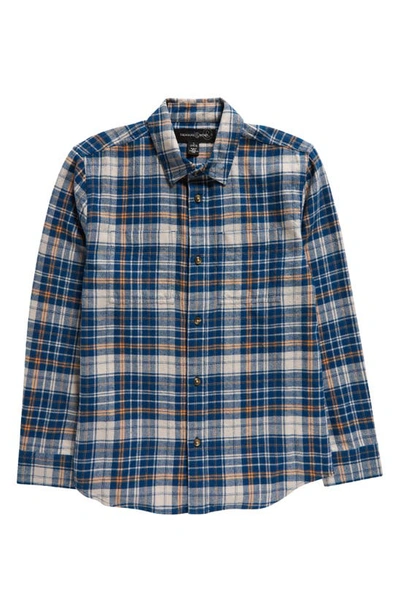 Treasure & Bond Kids' Plaid Button-down Shirt In Blue Poseidon Tartan Plaid