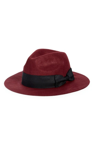 Nordstrom Short Brim Wool Panama Hat In Burgundy Combo