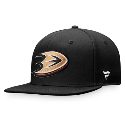 Fanatics Branded Black Anaheim Ducks Core Primary Logo Fitted Hat