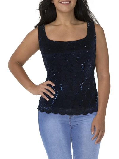 R & M Richards Plus Womens Lace Sleeveless Tank Top In Blue