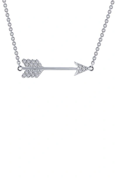 Lafonn Platinum Plated Simulated Diamond Small Arrow Pendant Necklace In White