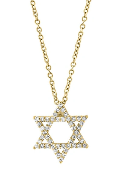 Effy 14k Yellow Gold Diamond Star Of David Pendant Necklace