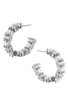 Cz By Kenneth Jay Lane Cubic Zirconia Inside Out Hoop Earrings In Clear/ Silver
