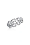 Cz By Kenneth Jay Lane Pavé Cubic Zirconia Chain Link Ring In Clear/ Silver