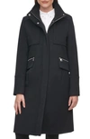 Karl Lagerfeld Officer Wool Blend Coat In Black