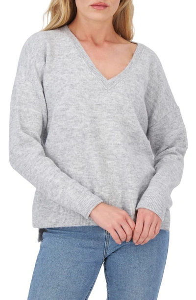 Lucky Brand V-neck Pullover Sweater In Lt Grey Combo