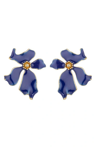 Eye Candy Los Angeles Olivia Flower Earrings In Blue