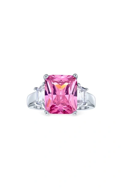 Bling Jewelry Baguette Cz Engagement Ring In Pink