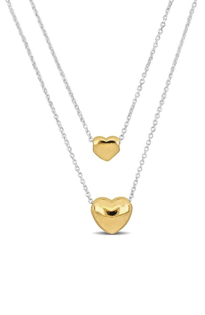 Delmar Heart Charm Double Strand Necklace In Gold