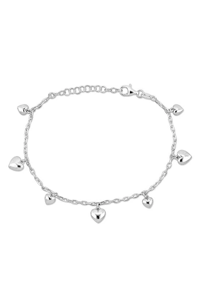 Delmar Sterling Silver Heart Charm Station Bracelet