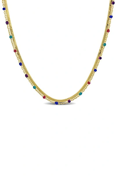 Delmar Double Strand Necklace In Gold Multi-color