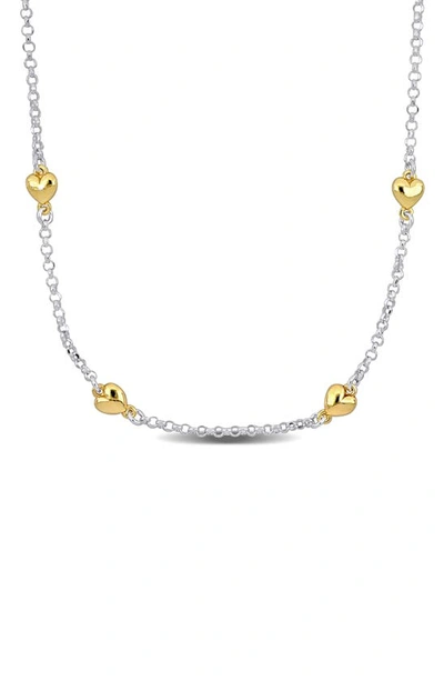 Delmar Heart Station Chain Necklace In Metallic