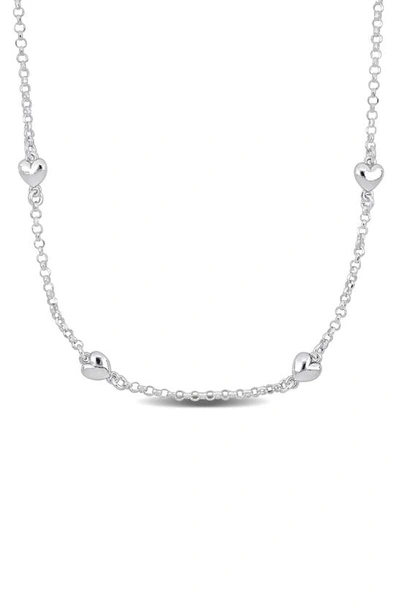 Delmar Heart Station Chain Necklace In Silver