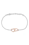 Delmar Double Heart Charm Bracelet In Rose