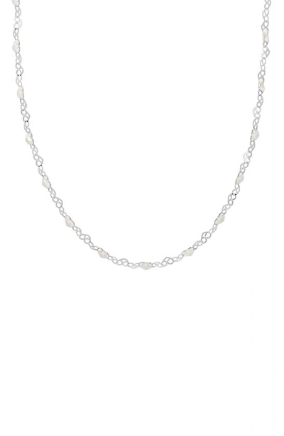 Delmar Sterling Silver Enamel Heart Chain Necklace In Neutral