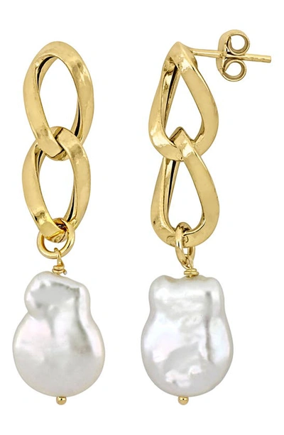Delmar Cultured Freshwater Keshi Pearl Chain Drop Earrings In Yellow